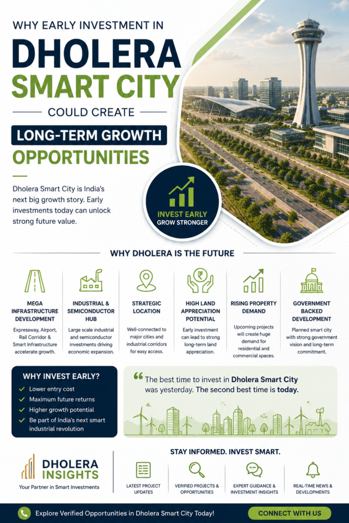 Dholera Future Investment opportunities showing smart city infrastructure and long-term property growth
