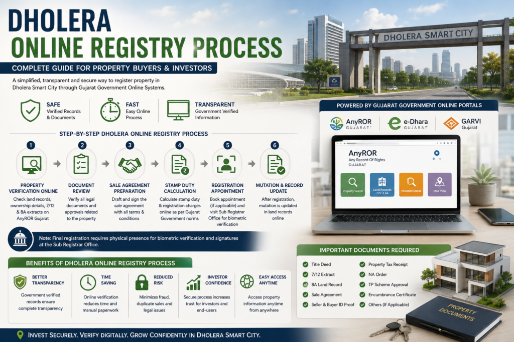 Dholera Online Registry Process guide for property buyers and investors in Dholera Smart City