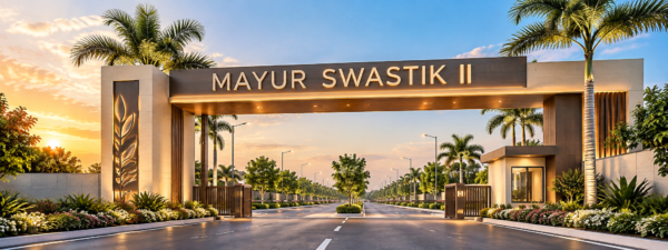 Mayur Swastik II Dholera main entrance at Kamiyala